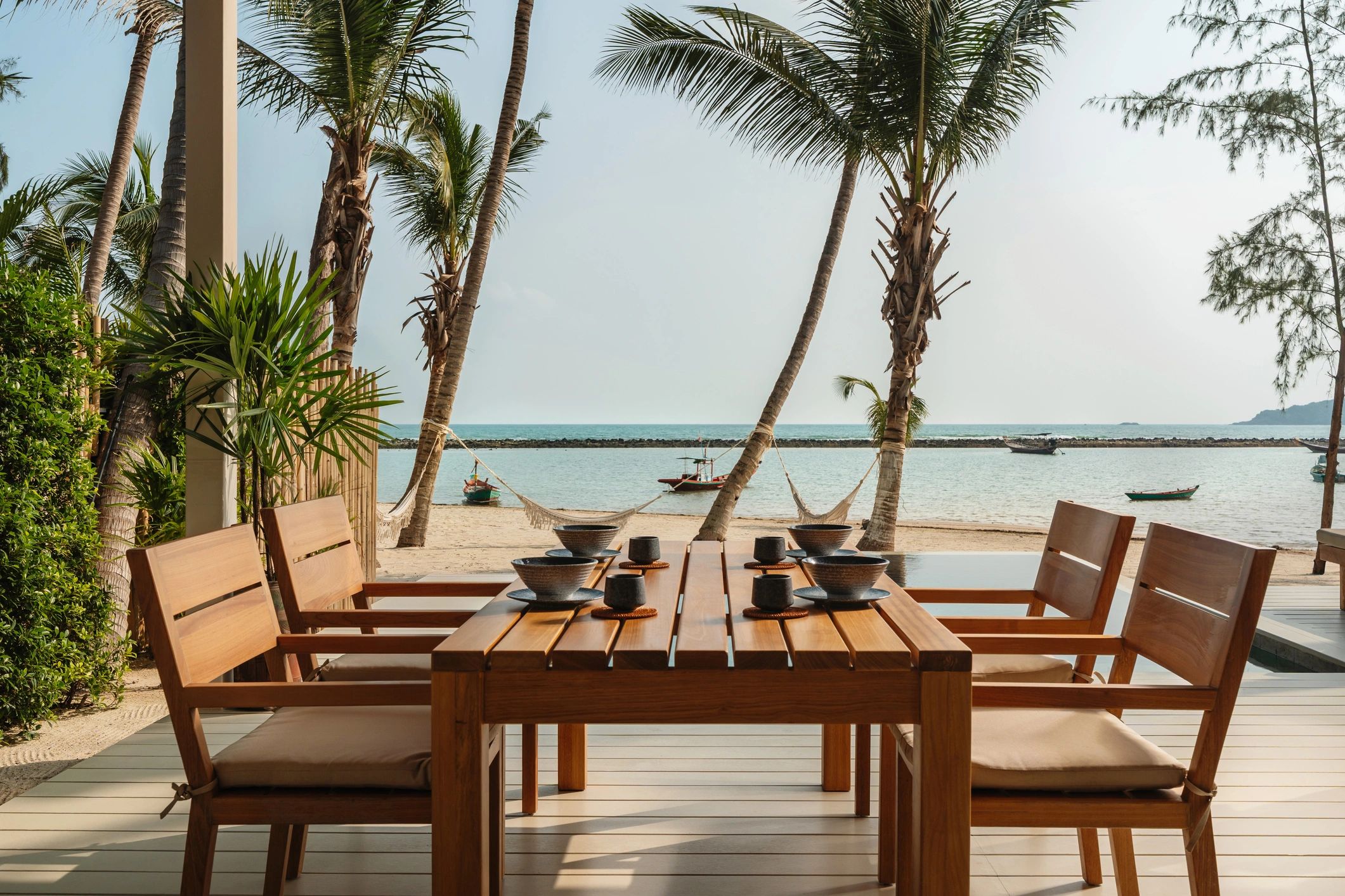 Beachfront property with outdoor living space