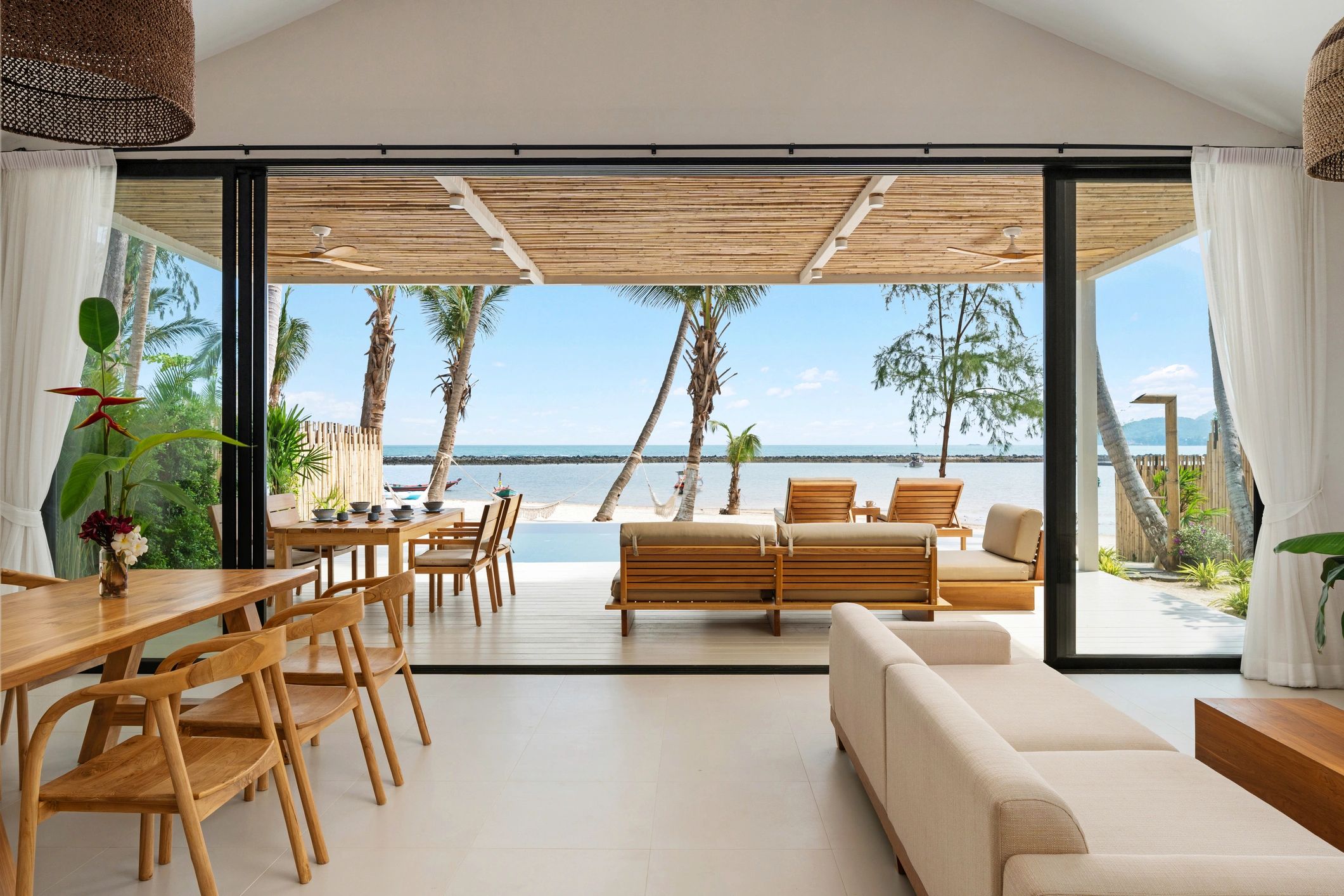 Luxury home interior with ocean view
